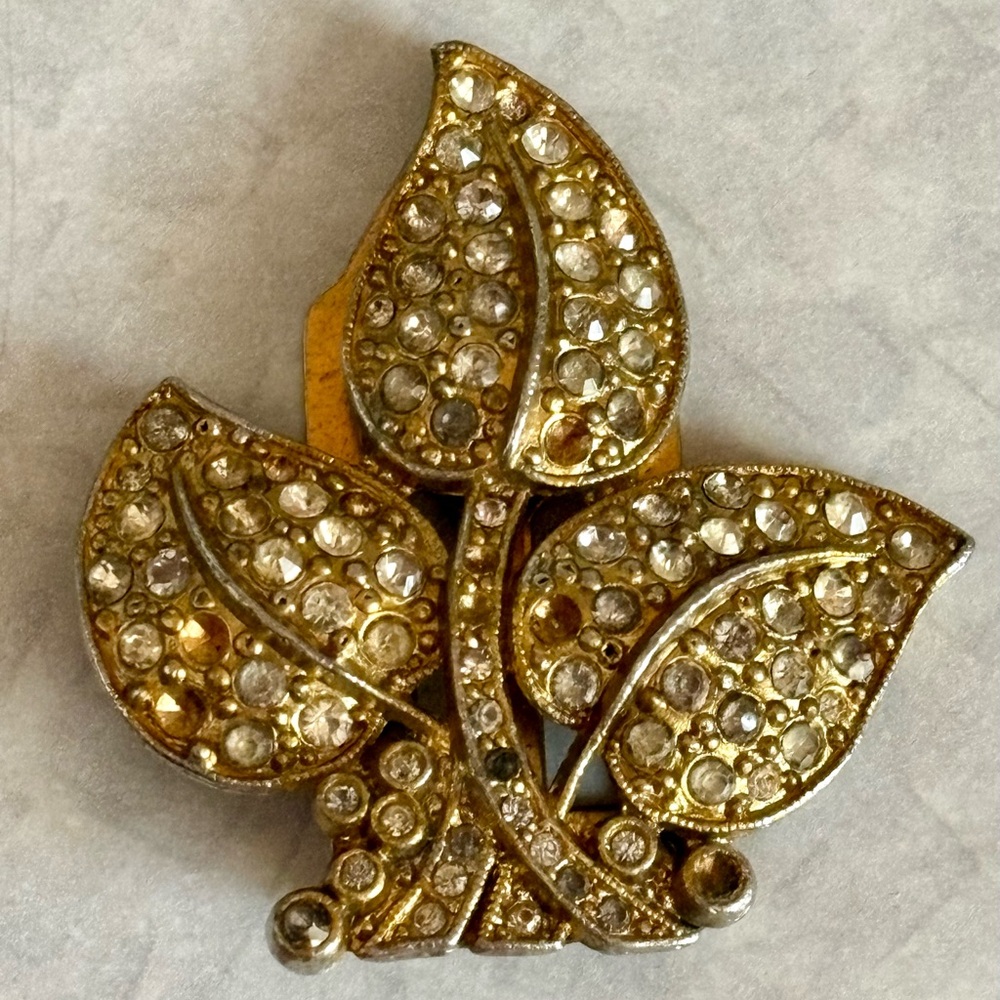 Source Unknown Gold and Silver Leaf Brooch
